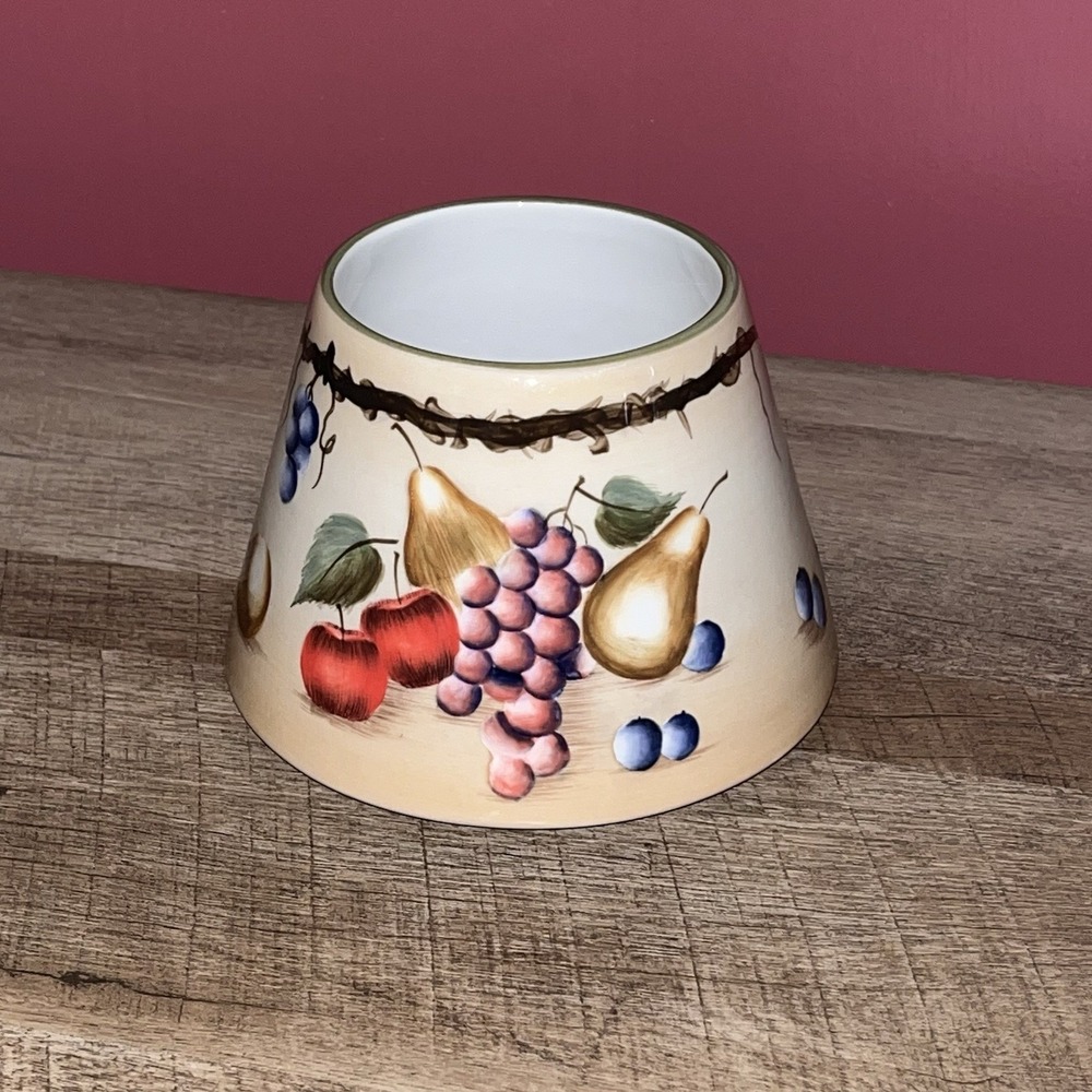 VTG Home Interior Ceramic Sonoma Villa Tuscan‎ Candle Topper Shade FRUIT